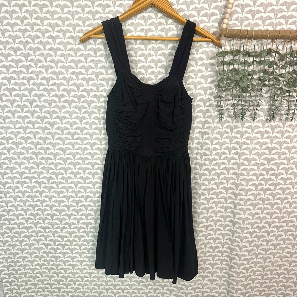 3/$22🩶 All Saints Black Silk Blend Dress Pirouette Ruched Short Size US 2 XS - Picture 1 of 9